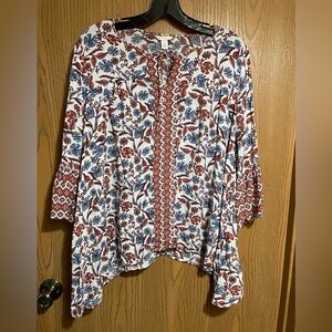 Cato Red and Blue Floral Blouse